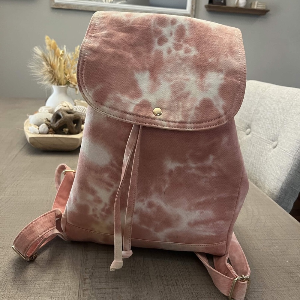 Pink Tie-Dye Canvas Backpack